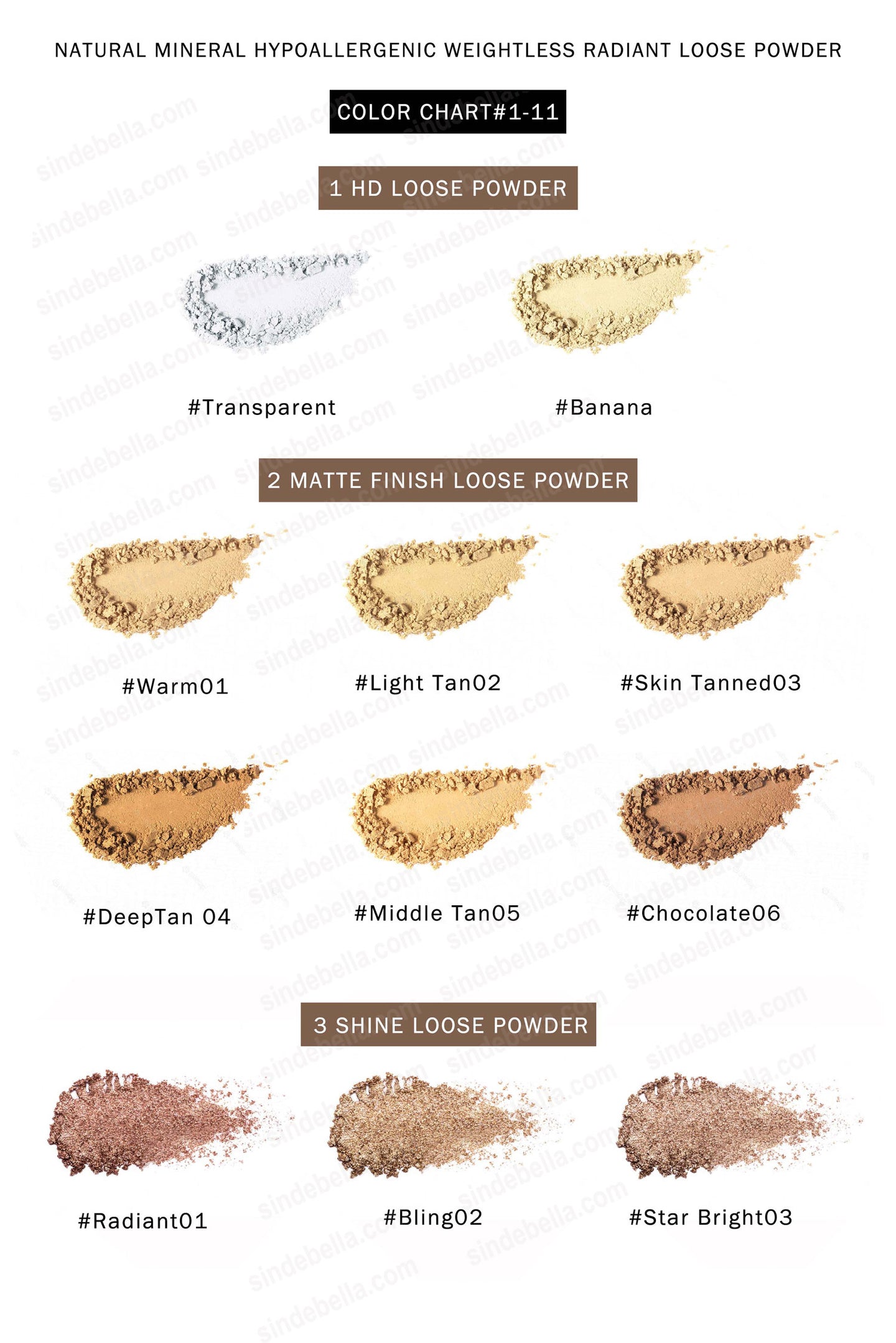 Natural Mineral Hypoallergenic Weightless Radiant Loose Powder - SindeBella Beauty Store