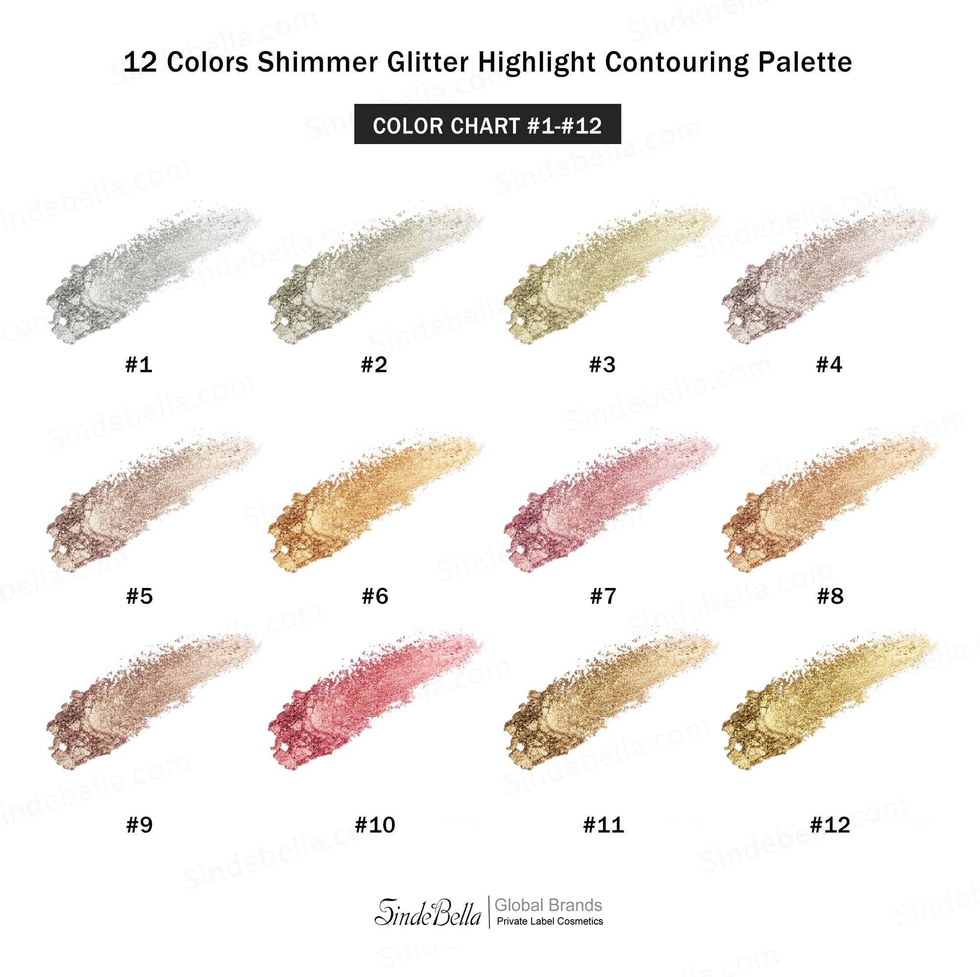 12 Colors Super Shiny Highlight Contouring Palette