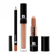 Le kit pour les lèvres tout-en-un comprend un rouge à lèvres, un rouge à lèvres liquide et un crayon à lèvres