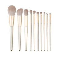 Juego de brochas de maquillaje profesional dorado champán de 12 piezas