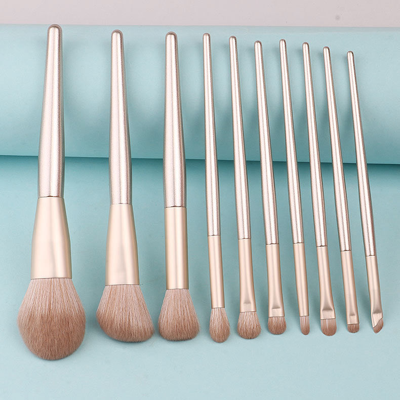 Juego de brochas de maquillaje profesional dorado champán de 12 piezas