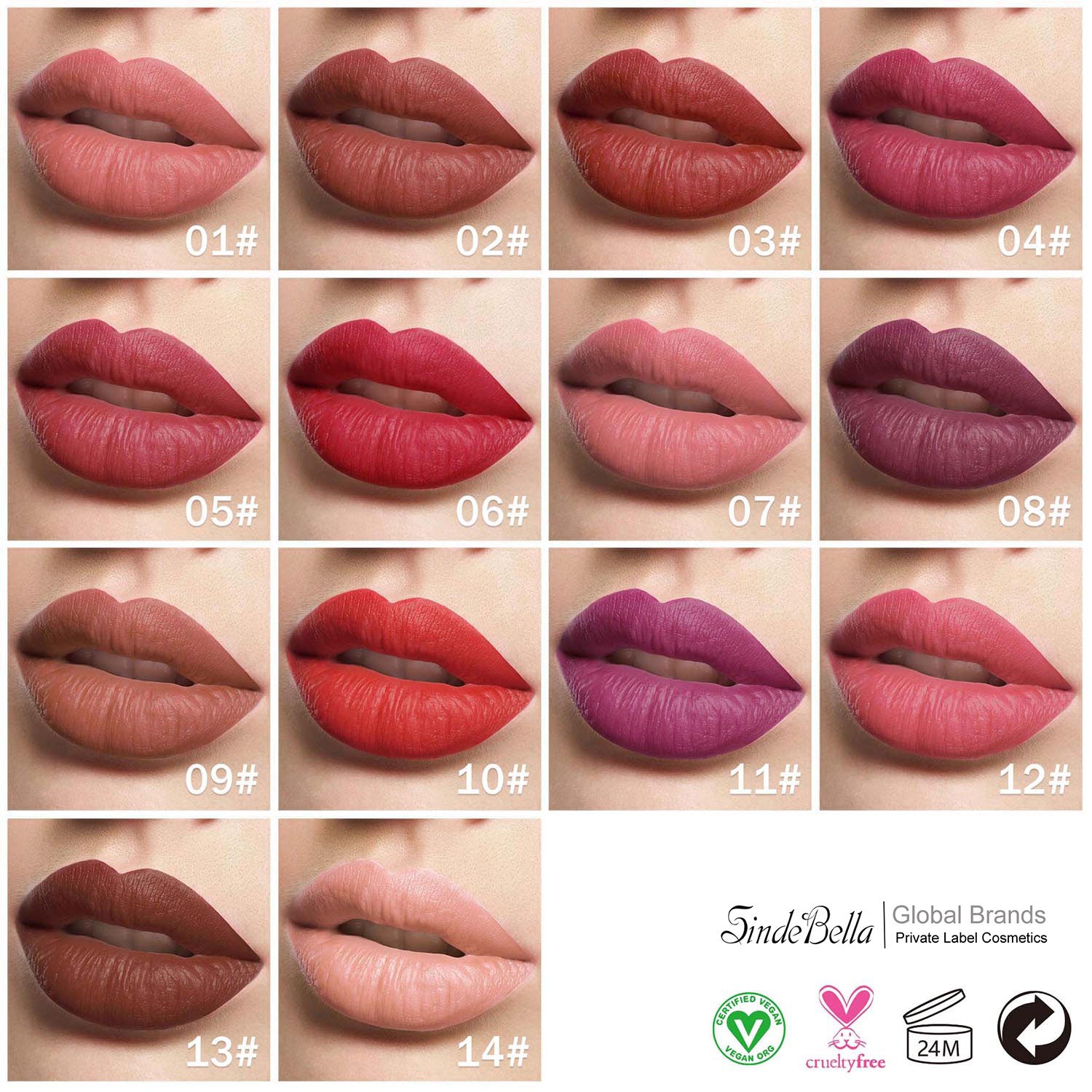 14 Colors Velvet Satin Matte Moisturizing Lipstick - eigen lippenstift lijn