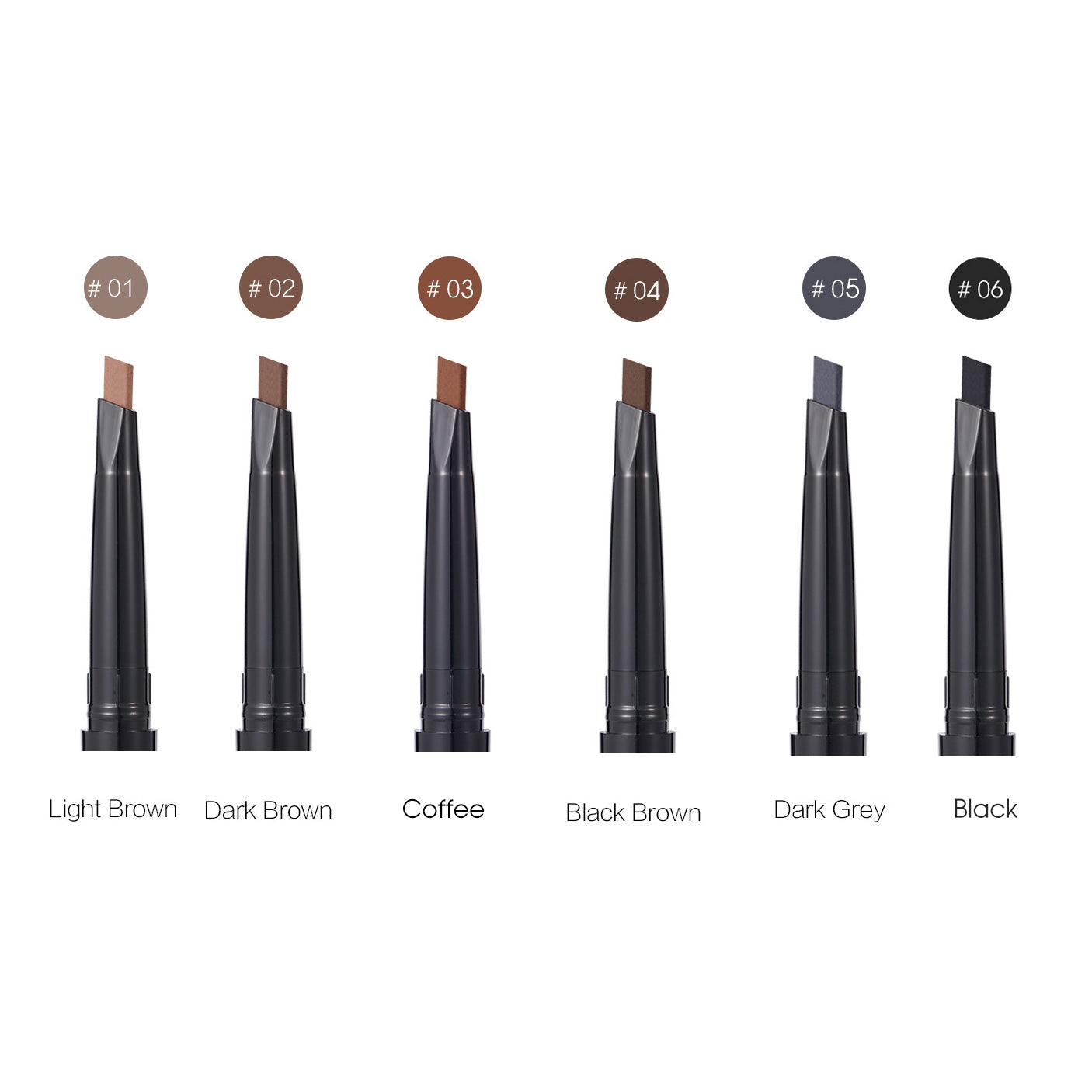 6 Shades Wenkbrauw Intrekbare Definer Pencil Kit