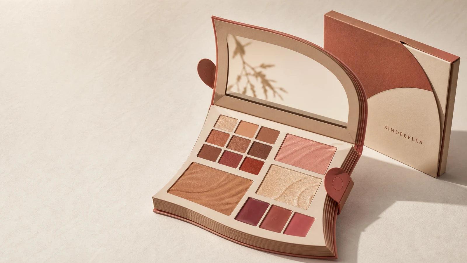 Custom paperboard all-in-one face palette developed from an AI concept