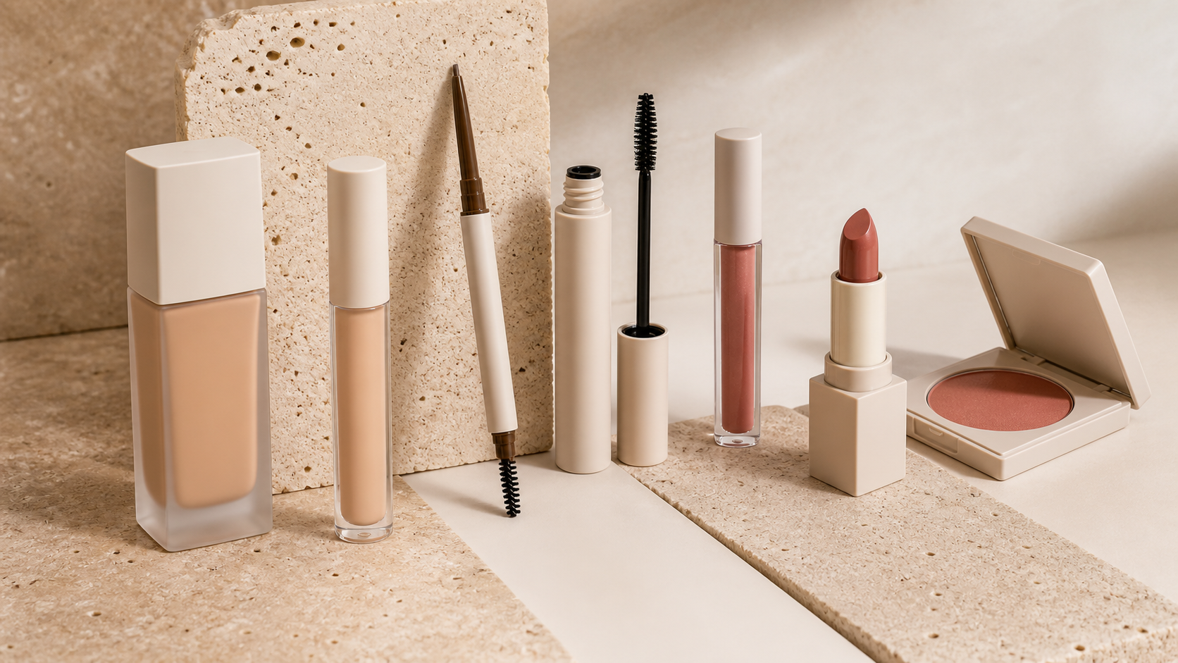 Coordinated face, brow, eye and lip color cosmetics collection
