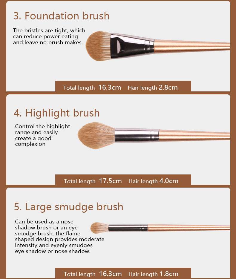 12pcs Champagne Gold Professional Makeup Brush Set