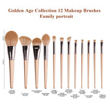 12pcs Champagne Gold Professional Makeup Brush Set