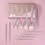 12pcs Fancy Makeup Brush Set with Crystal Handle