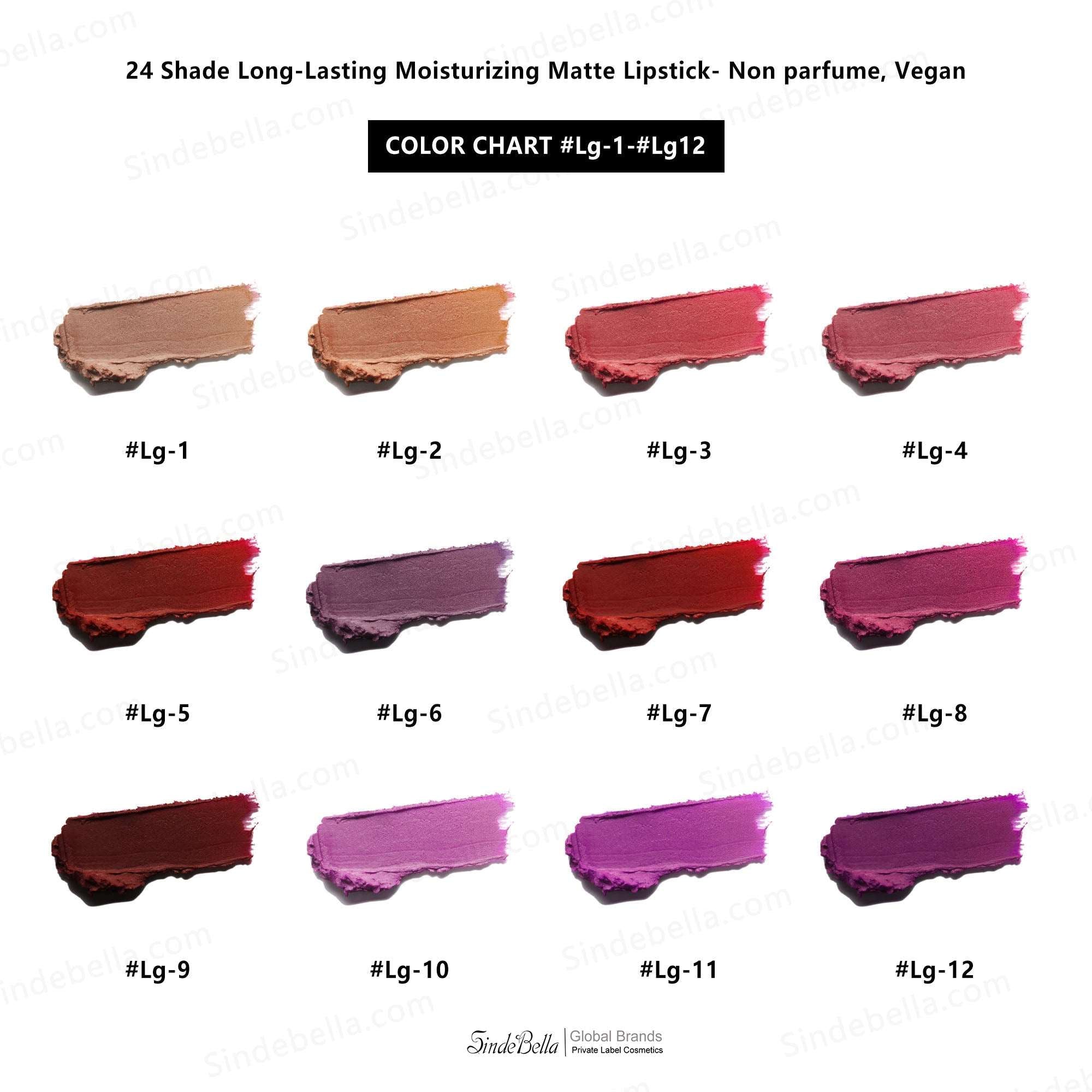 24 Shade Long-Lasting Super Matte Lipstick- Non parfume, Vegan