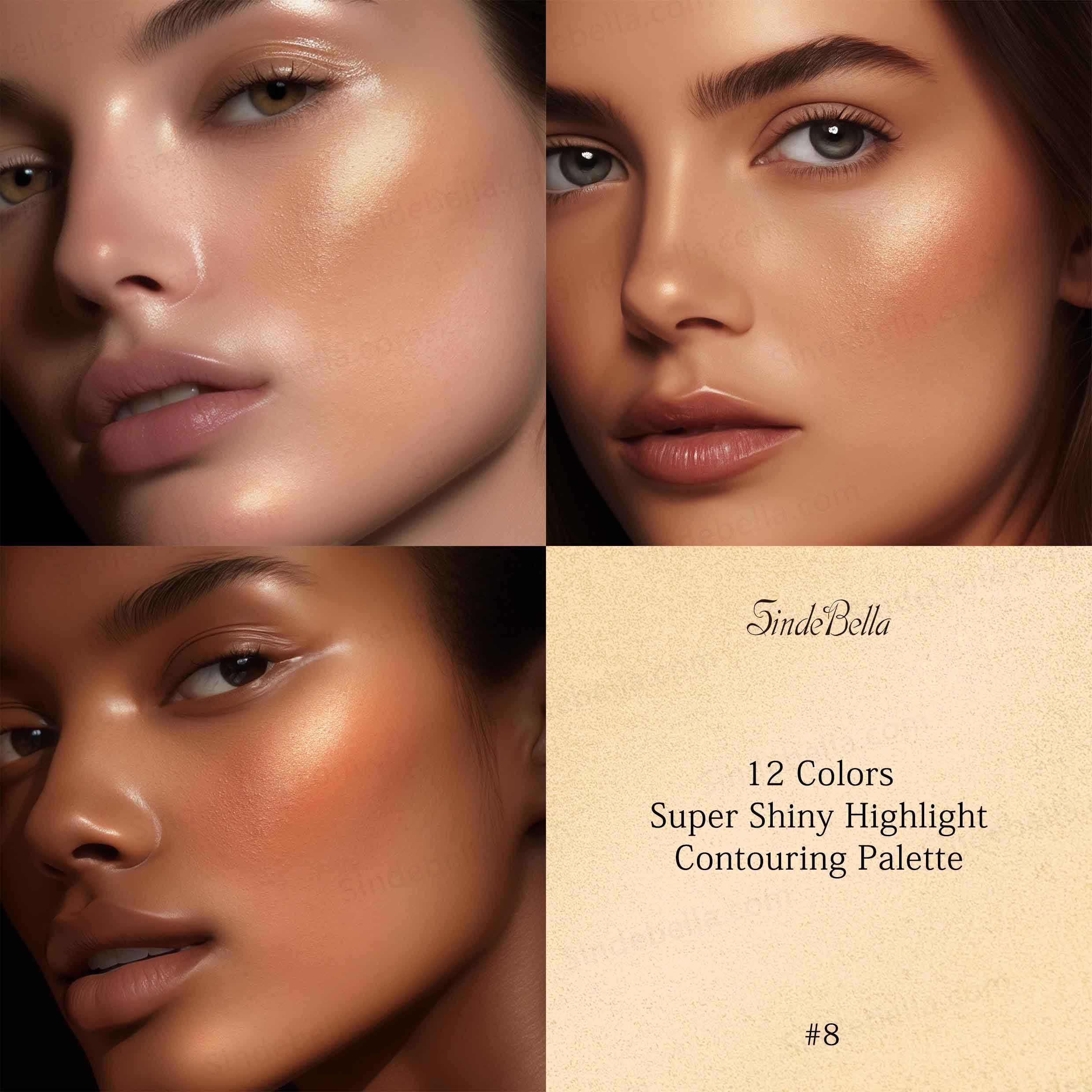12 kleuren Super Shiny Highlight Contouring Palette