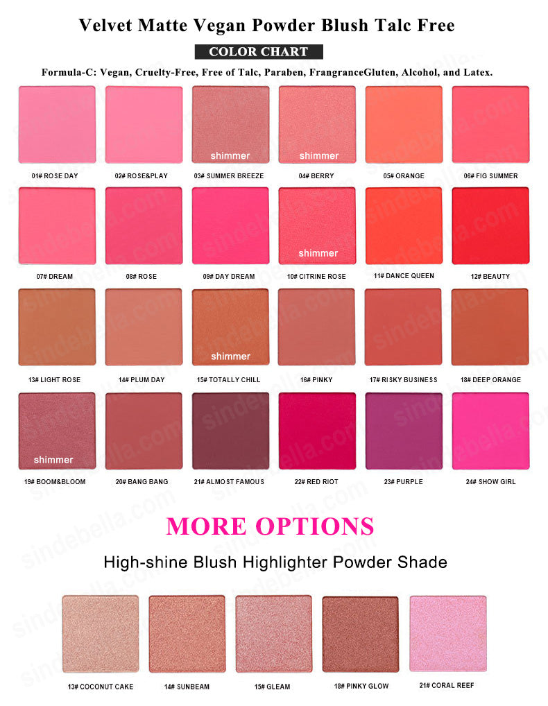 Talc-Free Blendable Mineral Matte Blush Powder Sample kit