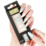 24pcs French Tip Press on Nails Medium Almond Shape Mirror Effect