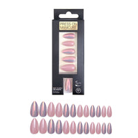 24pcs French Tip Press on Nails Medium Almond Shape Mirror Effect