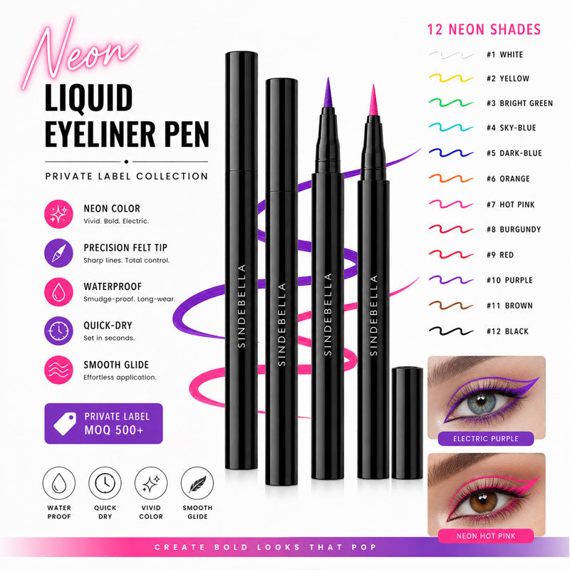 Private Label Colored Liquid Eyeliner Pen – 12 Shades