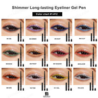 12 Shades Shimmer Waterproof Smudge-proof Eyeliner Pen
