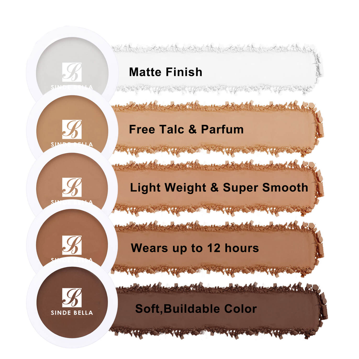 12 Shades Talc-Free Face and Body Sunglow Bronzer Powder Kit