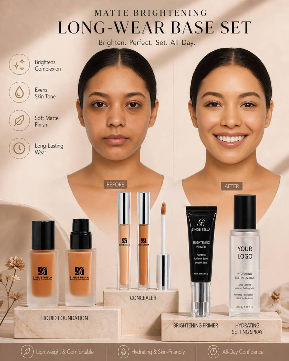 Matte Long-wear Brightening Base Set For Dull & Uneven Skin