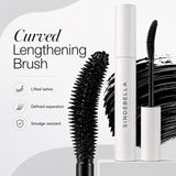 Private label lengthening mascara with curved brush and deep black formula