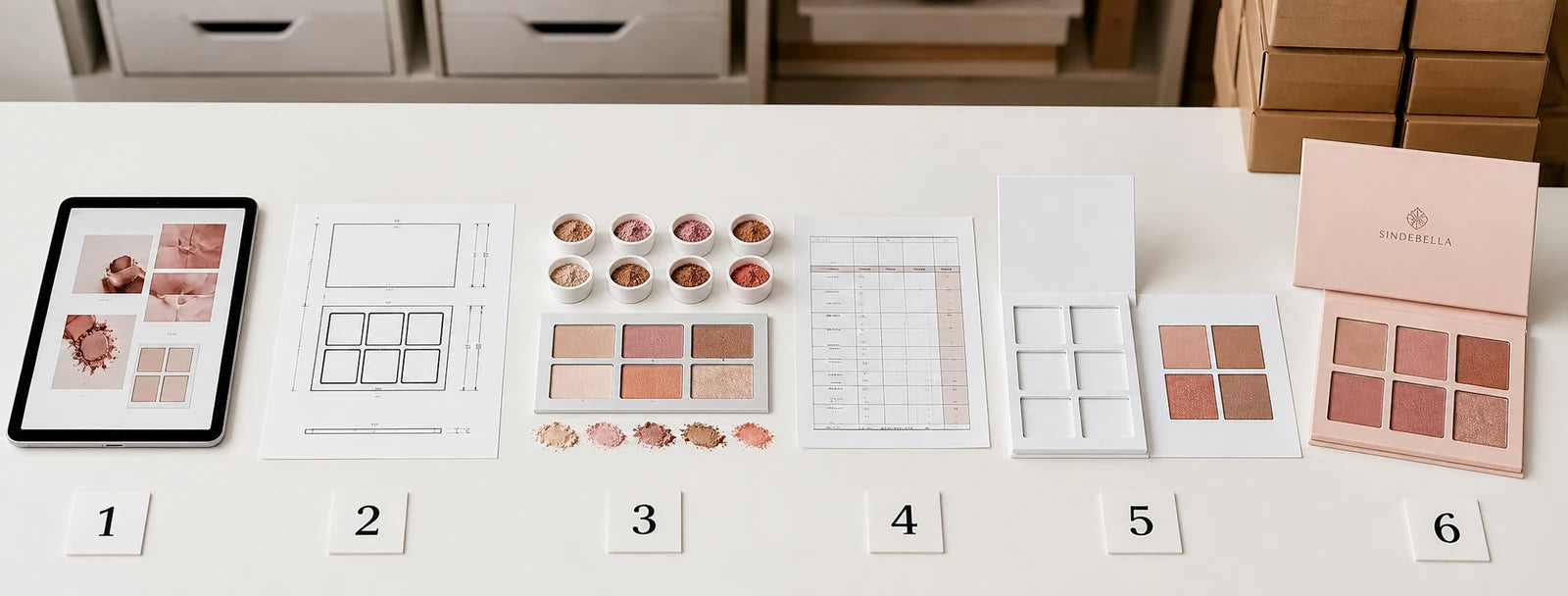 Six-stage custom paper face palette development workflow