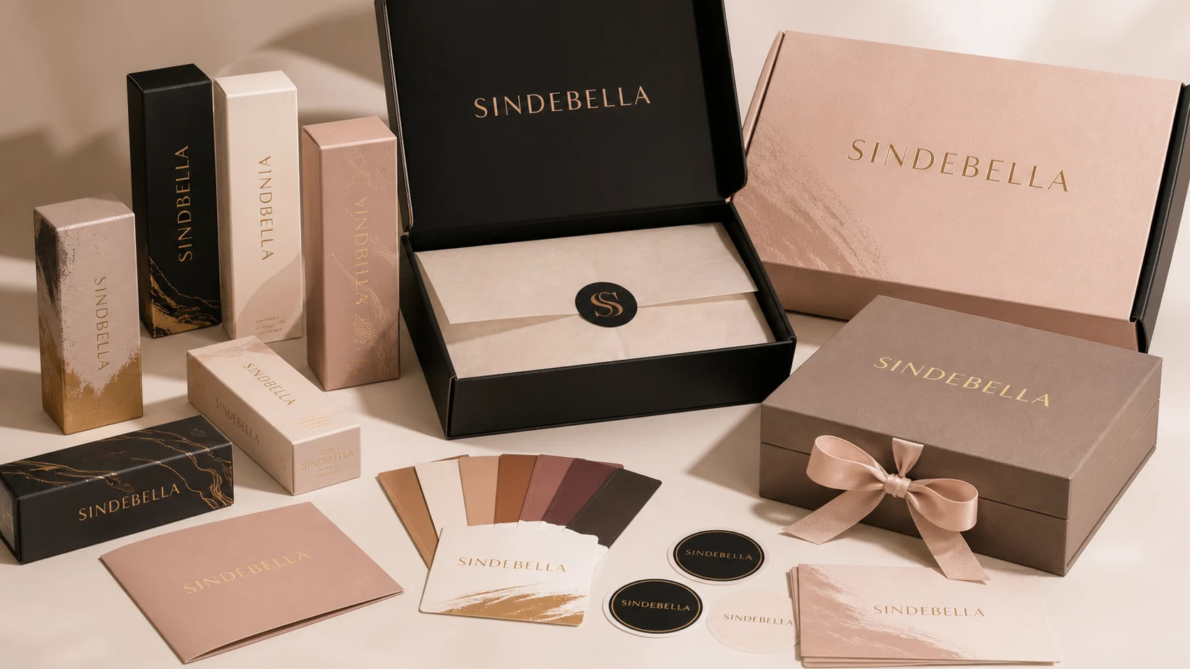 Complete SINDEBELLA beauty packaging collection