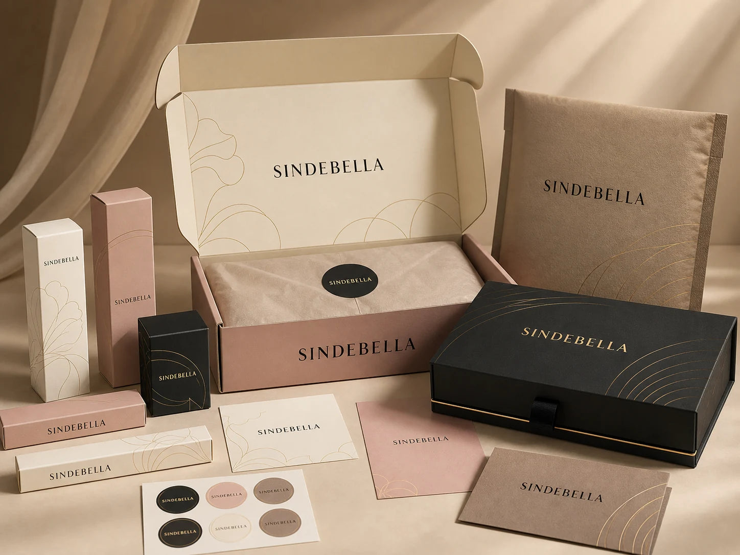 Coordinated SINDEBELLA makeup packaging collection